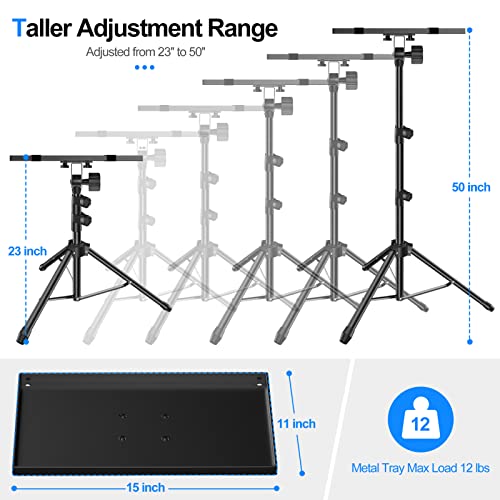 OUKMIC Projector Stand Laptop Tripod Stand Adjustable Height Tilt w/ Gooseneck Phone Holder, Universal Portable Projector Table Up to 50'' for Outdoor Movies DJ Equipment, Office Home Studio Stage Use - Thumbnail 4