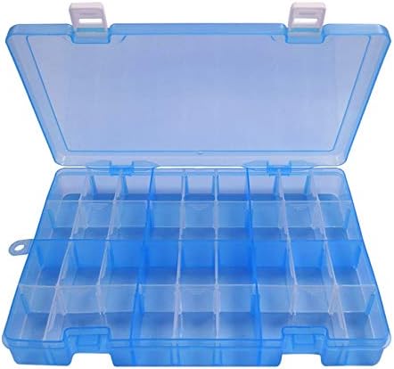 DUOFIRE Plastic Organizer Container Storage Box Adjustable Divider Removable Grid Compartment Big Clear Slot Box for Jewelry Beads Earring Container Tool Fishing Hook Small Accessories, Blue 34 Grids