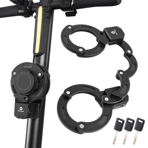 HONGYEA Faltbares E Scooter Schloss Hohe Sicherheit, Handschellenschloss mit Halter für E Roller&Fahrrad,E Roller Schloss für Segway-Ninebot,Xiaomi,NIU,Nieten Aus 304 Edelstahl,8 mm Dicke Gliedern