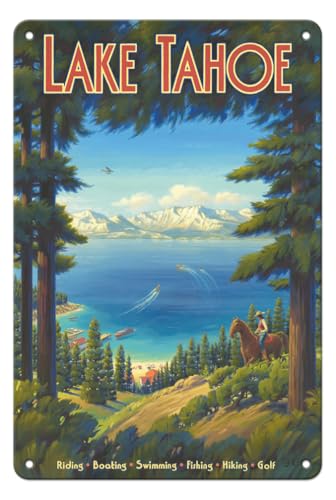 Pacifica Island Art Lake Tahoe Vintage Metal Sign 8x12