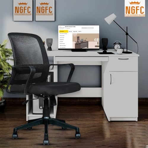Image of NGFC Mesh Mid Back Ergonomic Work from Home Office Desk Chair, Study Chair, Revolving Chair, Computer Chair, Ergonomic Lumbar Support, Tilt Lock Mechanism (2, Black)