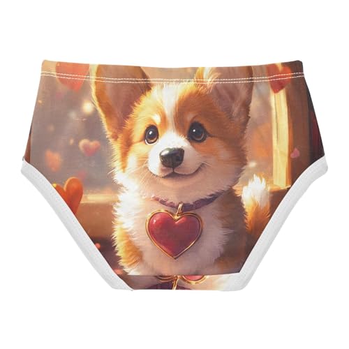 Cotton Girls Underwear Toddler Cute Corgi Puppy Heart Cute Panties Girl Fun Print Undies Kids Briefs 2t2