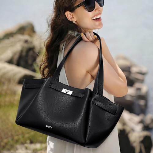 Bolso grande para mujer tipo hobo de cuero vegano liviano miniatura 2