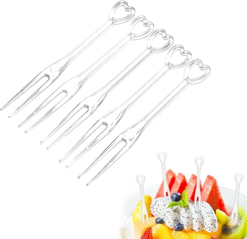 200 Pieces Fruit Forks,Cake Forks,Dessert Fork,Individual Packaging, Cocktail Dessert Picnic Household for Banquet Catering Party (Transparent)