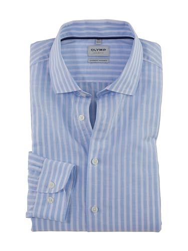 OLYMP Herren Oberhemd Langarm Level Five,Block Streifen,Body fit,Kent-Kragen,bleu 11,43