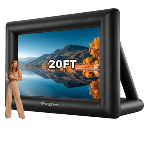 Image of SPORTSWIN 20FT Inflatable Outdoor Movie Screen, Outdoor Movie Screens with Air Blower, Easy Set Up Blow Up Projector Screen for Backyard,Theme Parties and Celebrations