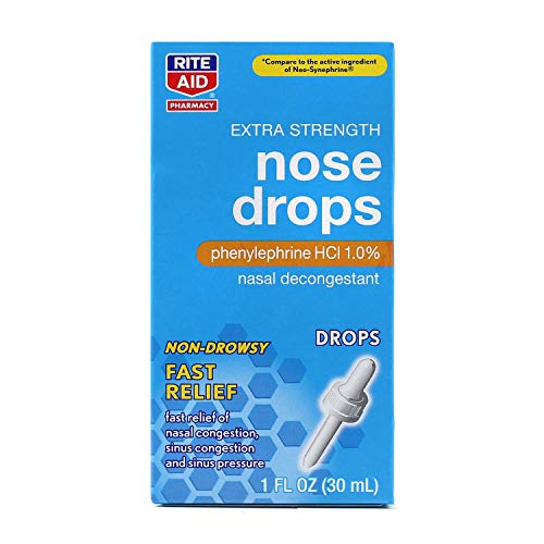 Rite Aid Nose Drops - 1 Fluid Ounce - Phenylephrine Hydrochloride 1 Percent Nose Drops | Extra Strength Nose Drops Decongestant | Nasal Decongestant Drops | Nasal Congestion Relief