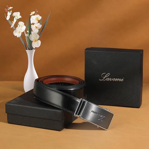 Image of Men's Real Leather Ratchet Dress Casual Belt, Cut to Exact Fit,Elegant Gift Box