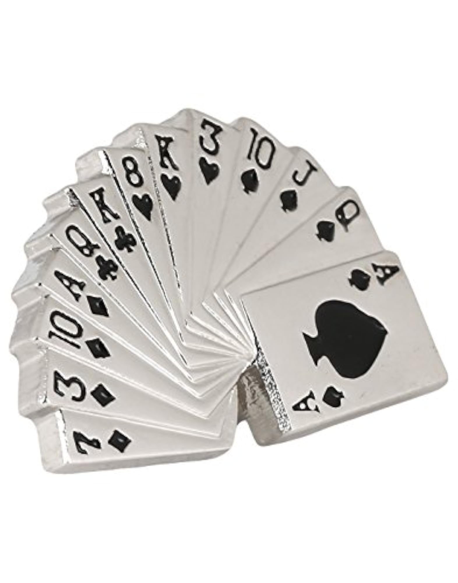 Men's Game of Cards Silver Rhodium Plated Brooch Set