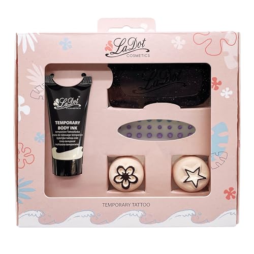 Tatouage temporaire coffret cadeau enfants et adultes avec encre noire et strass