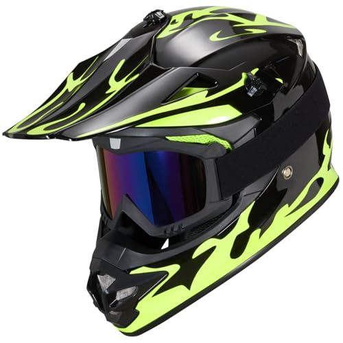 Image of Youth Kids Dirt Bike Helmet for Boys & Girls,F001 Full Face Motorcycle Helmet for Off-Road ATV Street Riding Four Wheeler Mountain Bike with Goggles Gloves,DOT Approved