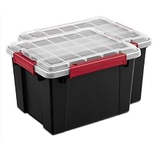 (Pack of 2) 8.5-gallon waterproof storage box with lid, sealing ring and durable lock, black.