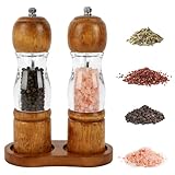 Molinillo de Sal y Pimienta de Madera, Juego de Molinillo de Sal y Pimienta con Bandeja y Núcleo de molienda de Cerámica para Especias y Pimienta, Regalos Originales Cumpleaños para Mujer Madres