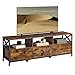 VASAGLE Mobile TV, Tavolino Porta TV fino a 65 Pollici, con 3 Cassetti, 3 Scomparti Aperti, 147 x 40 x 50 cm, Soggiorno, Camera da Letto, Struttura in Acciaio, Marrone Vintage e Nero LTV304KD01