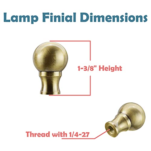 Image of Aspen Creative 24018-41, Finial for Lamp Shade, Steel in Antique Brass Finish, 1-3 /8 inch Height