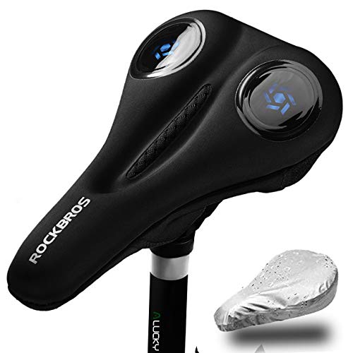 ZONSUSE Cubre Sillin Bicicleta Gel, Funda Gel Bicicleta Antideslizante, Cubierta de Asiento de Bicicleta con Funda Impermeable, Cojin Sillin Bicicleta Velcro, para Bicicleta de Carretera (Azul)