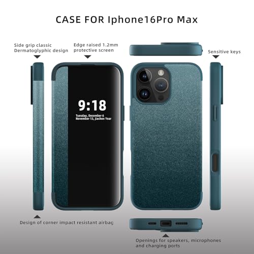 Étui à rabat compatible avec iPhone 16 Pro Max protection contre les chutes translucide - 3