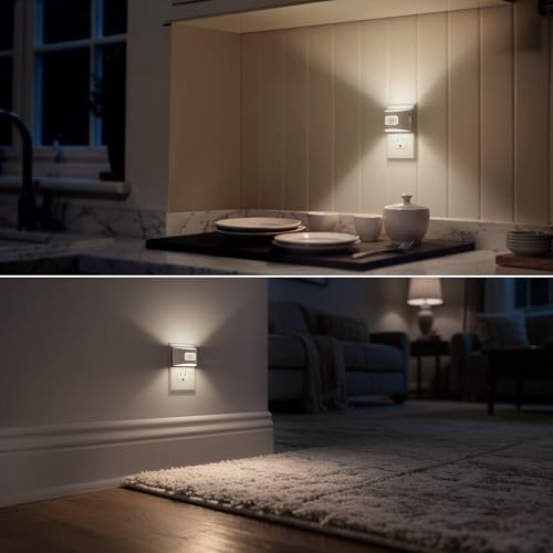 Image of DORESshop LED Night Light[2 Pack], Night Lights Plug into Wall, 3 Mode Plug in Night Light with Motion Sensor, Dusk to Dawn Sensor, Nightlights for Adults, Bedroom, Bathroom, 5000K White Cover