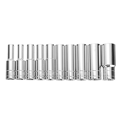 Juego De Tomas De Impacto Profundo De Servicio Pesado De 10 Piezas De 1/2 Pulgada Con Adaptador De Enchufe Métrico De 8-24 Mm De 6 Puntos