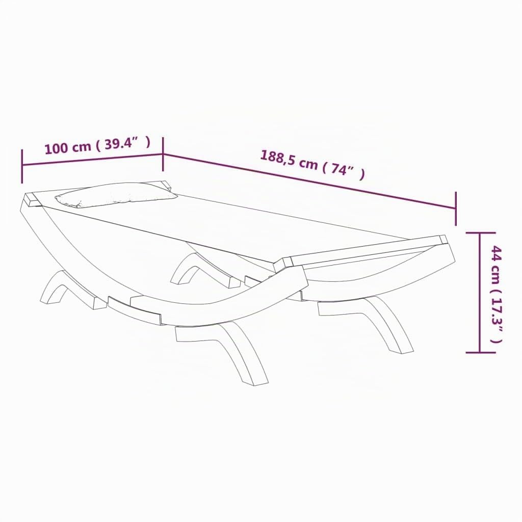 vidaXL Loungebed 100x188,5x44 cm massief gebogen hout crèmekleurig