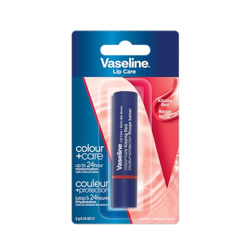 Image of Vaseline Lip Care | Colour+Care Kissing Red Tinted Lip Balm Stick | up to 24Hr* moisturization | with manuka honey | 3g