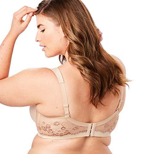 Leading Lady Women's Balconette Padded Underwire Lace Bra, White/Silver Sconce Trim, 46A #TOP1