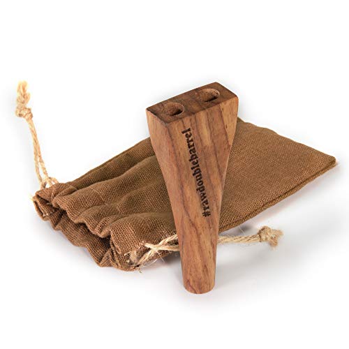 RAW KS Wooden Double Barrel Cig Holder | Handmade Piece Holds up to 2 Prerolled Cones to be Smoked Simultaniously