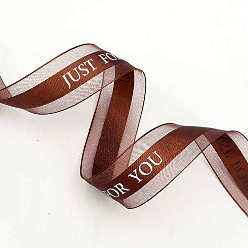 1 Inch Brown Chiffon Ribbon, Just For You Ribbon For Gift Wrapping, Holiday Party, Wedding Decorations, 22 Yards Gift Wired Ribbon For Balloons, Sewing, Floral Diy, And Classroom Decor #TOP4