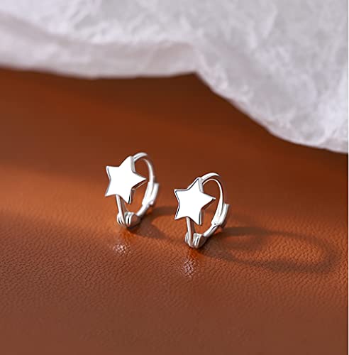 Reffeer Solid 925 Sterling Silver Star Hoop Earrings for Women Teens Star Huggie Earrings Cartilage Hoops4