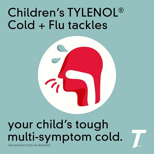 Image of Children's Tylenol Cold & Flu, Acetaminophen, Grape, 4 fl. oz | Multi-Symptom Relief, Fever & Pain Reliever, Cough Suppressant, Antihistamine, Decongestant