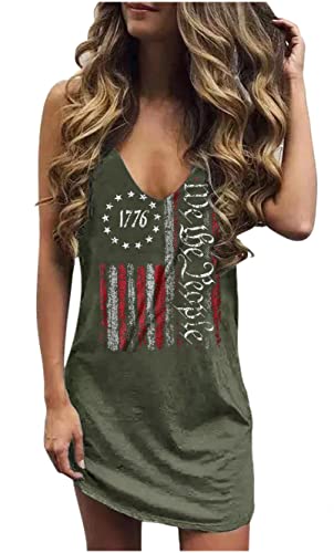 Image of Live Simple Coconut Tree Sleeveless Mini Dress Summer Beach Mini Dress Women's Summer Casual Sexy V Neck Mini Tank Dress