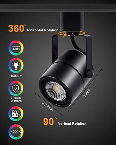 Mocaoire Track Lighting Heads, 10W 4000K Cool White Dimmable Bright Led Track Lighting Fixtures For Accent Retail Kitchen Artwork,120V Linear Track Light H Type-Cri90+ 24° White - 16 Pack (Black) #TOP1
