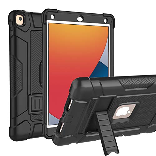 AVAWO iPad 10.2 8th Generation Case 2020, iPad 7th Generation case, Slim Heavy Duty Shockproof Rugged High Impact Protective Case with Kickstand for iPad 8th Generation 10.2 inch Latest Model, Black