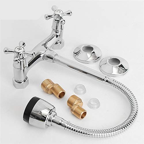 Montado En La Pared Grifo De La Cocina Juego De Manillas Manguera Flexible Chrome Cabeza De Pulverización Cocina Grifería Monomando Agujeros Duales Cocina Grifo Del Fregadero Torneira Cozinha