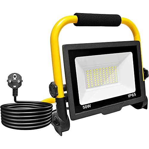 Foco proyector 80 LEDs impermeable IP65 y plegable para iluminación de exterior