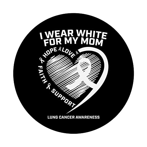 Lung Cancer Awareness Gifts Mom Men Women Lung Cancer Ribbon PopSockets Swappable PopGrip, Black - Image 3