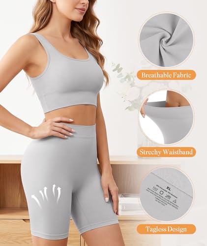 Image of FRESBEIT 3 Pack Slip Shorts for Women Under Dress Comfortable Smooth Boyshorts Panties Biker Shorts