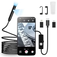 LabTEC 5M Doppellinse Endoskopkamera mit Licht 1920P, USB Inspektionskamera Handy 16.4FT Schlauchkamera IP67 wasserdichte Endoskop Kamera für Android Smartphones, iPhone, iPad, Samsung