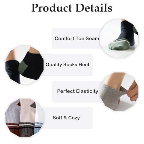 Image of MOMISY Men's Premium Cotton Cushion Ankle length Socks, (Multicolor) Pack of 5 (Free Size)