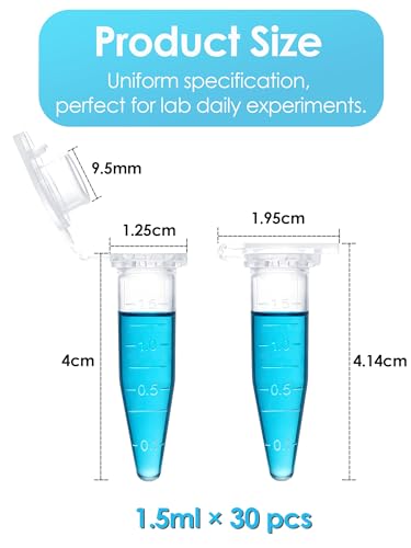 GAUATO 30 Stück Probenröhrchen 1,5 ml, Kunststoff Zentrifugenröhrchen Stoffkapseln Reaktionsgefäße Konische Mikrozentrifugenröhrchen, Koks Röhrchen Transparent Kapseln Leer für Labor, Proben