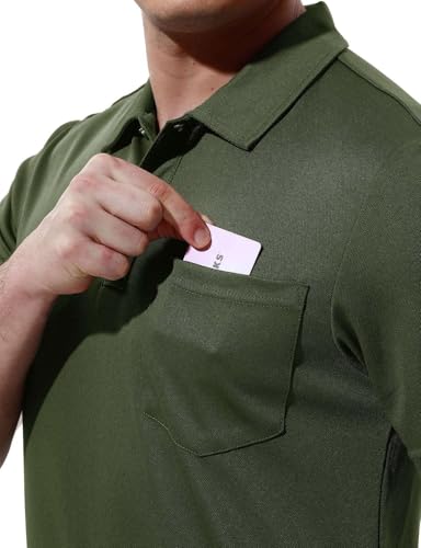 Image of Rdruko Men's Polo Shirts Short Sleeve Quick Dry Outdoor Golf Sports Shirts with Pocket
