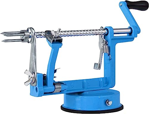 Apple Peeler, Stainless Steel Apple Corer Slicer Peeler, Durable Heavy Duty Die Cast Magnesium Alloy Apple Peeler Slicer Corer(Blue)