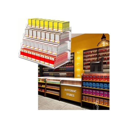 Présentoir à cigarettes de supermarché mural et automatique avec poussoir de paquets