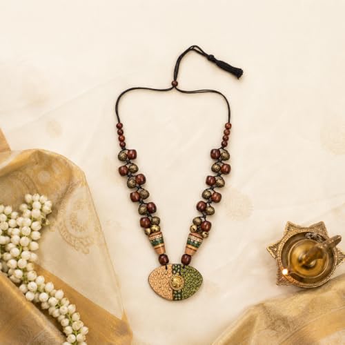Image of Handcrafted Tribal Dhokra & Floral Charm Necklace Collection | Artisan Brass, Glass & Contemporary Statement Necklaces for Women | Ethnic, Elegant & Artistic Jewelry
