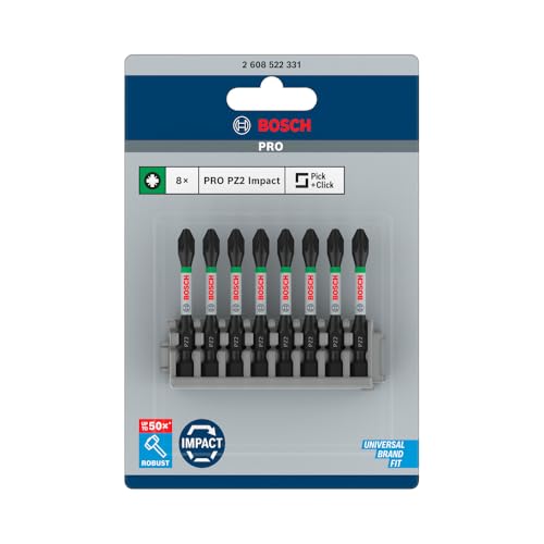 Bosch Accessories Professional 8 pièces Pack d'Embouts de Vissage Cruciformes (Impact Control, 8 x...