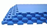 Wonder Mat Non Toxic Extra Thick Waterproof Exercise Gym Mats (Set of 4), Blue, 2' x 2'