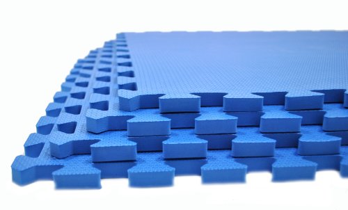 Wonder Mat Non Toxic Extra Thick Waterproof Exercise Gym Mats (Set of 4), Blue, 2' x 2'