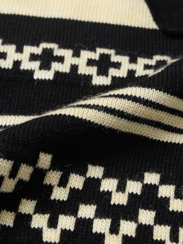 Image of The Souled Store Nomad: Old World Men and Boys Short Sleeve Spread Collar Black and Beige Geometric Print Acrylic Oversized Polos