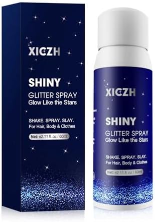 Body Glitter Spray, Glitter Spray for Hair Clothes and Body, Holographic Silver Glitter Hairspray for Grils – Festival, Rave, Prom, Stage, Nightclub, Cosplay Party Makeup 60ML
