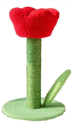 Sailozai チューリップ、爪とぎポスト、サイザル麻、フケなし、かわいい、猫のおもちゃ、猫用品、短毛、ふわふわで厚みのある (レッド)